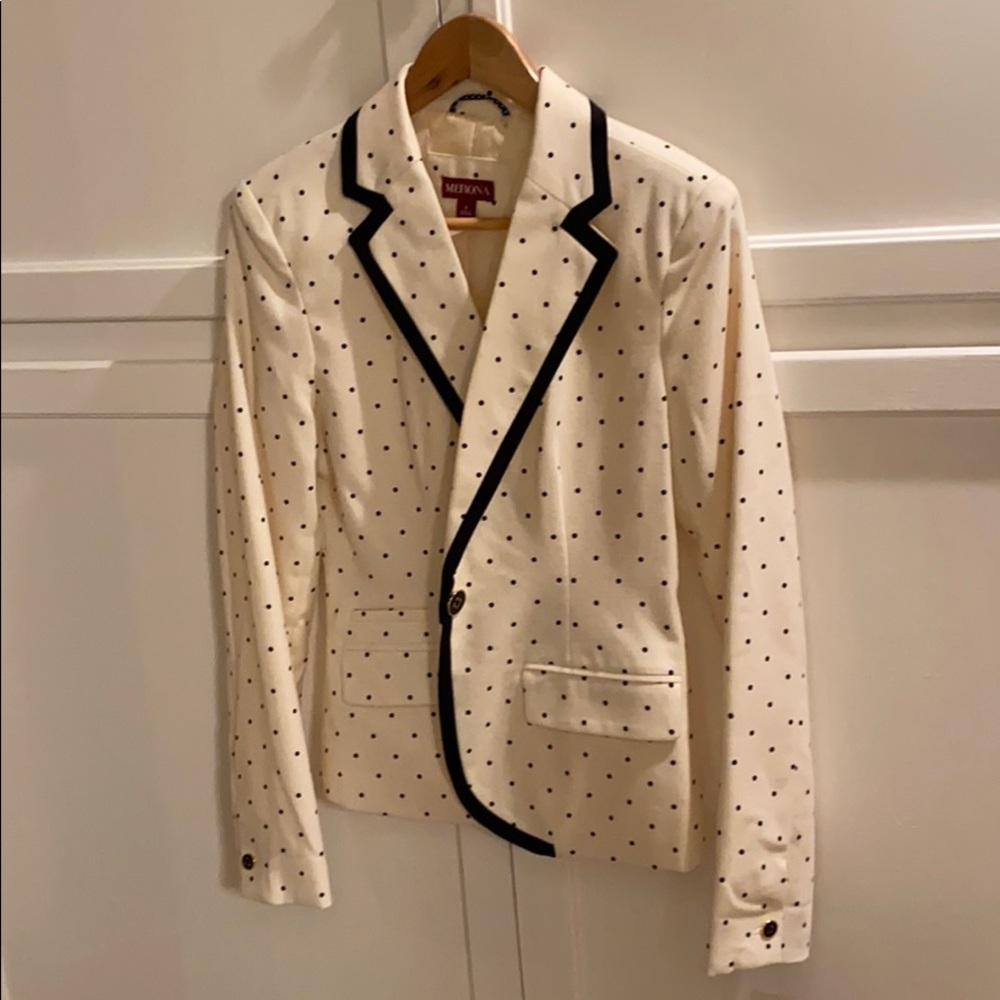 White polka dot blazer